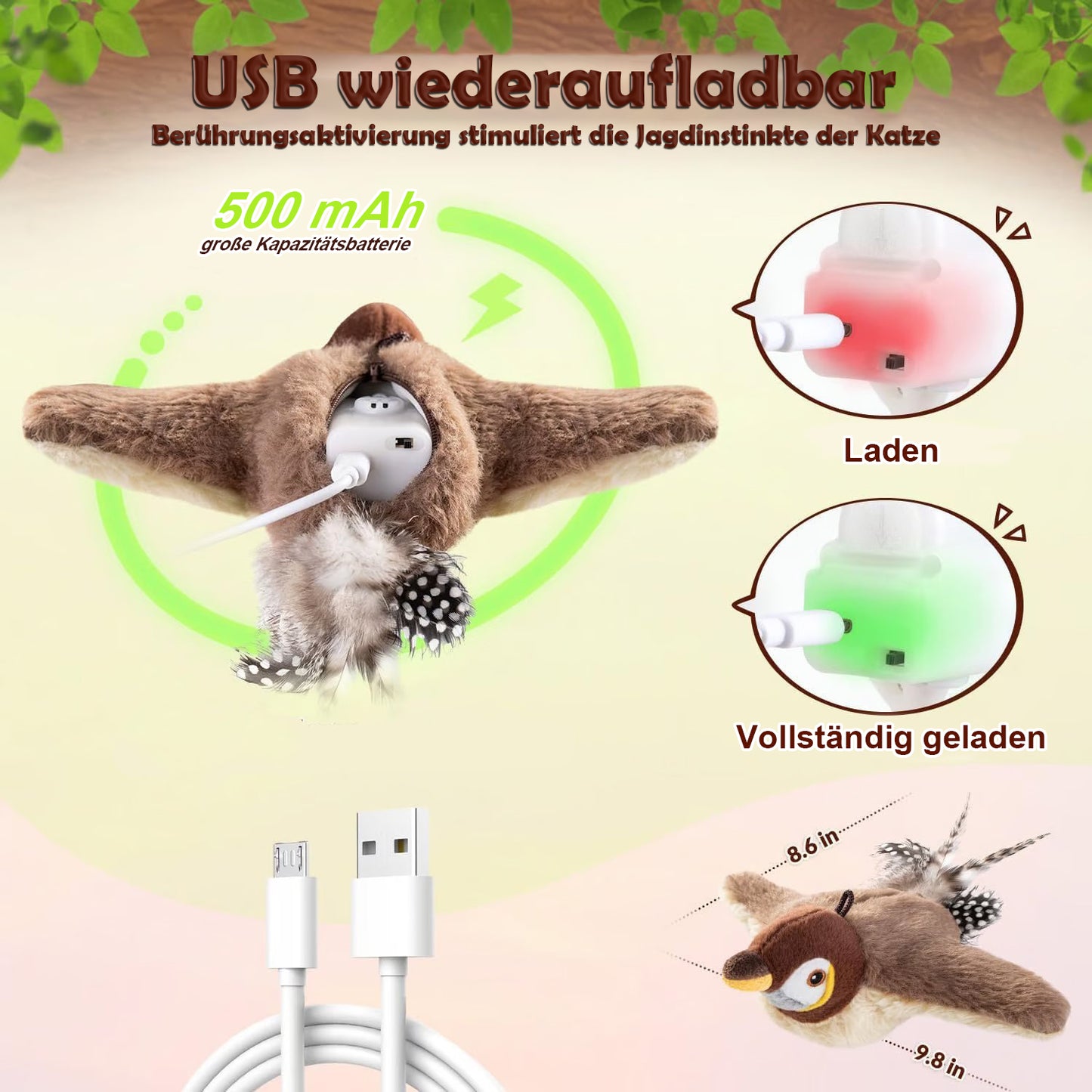 🔥2025 Neues Geschenk - 🐾Interaktives Zwitschervogel-Katzenspielzeug